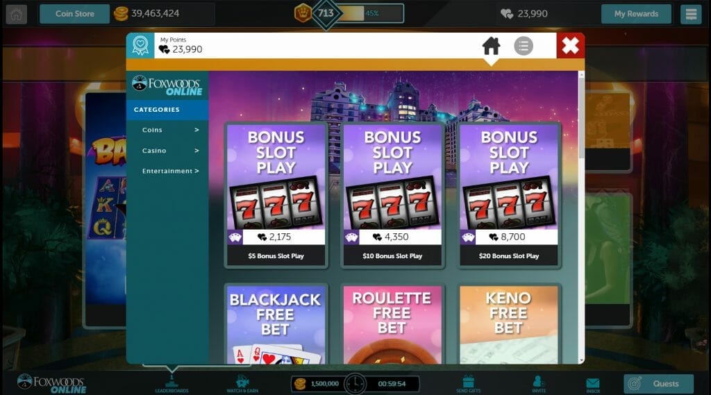 Foxwoods Online rewards options