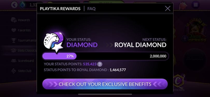 Slotomania Playtika Rewards screen