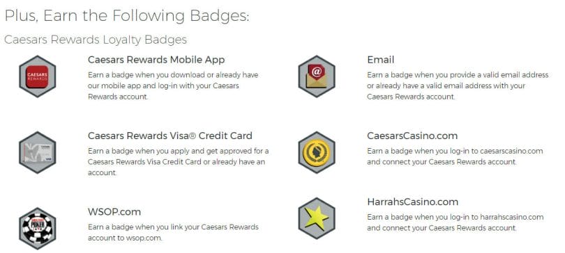 Caesars Quest for Rewards Loyalty Badges