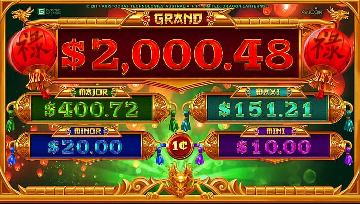 Dragon Lanterns Gimmie Games Aristocrat progressives