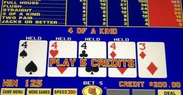 Ocean Casino 4 of a Kind on Jacks or Better Video Poker