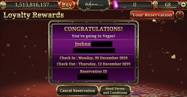 Wynn Slots comp room reservation confirmation