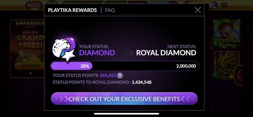Playtika Rewards screen