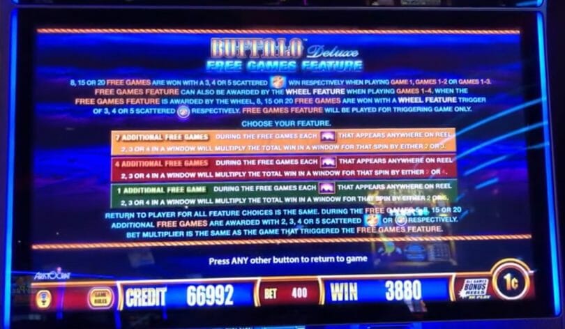 Buffalo Deluxe return to player payback the same