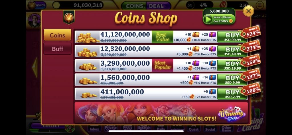 Winning Slots coin shop