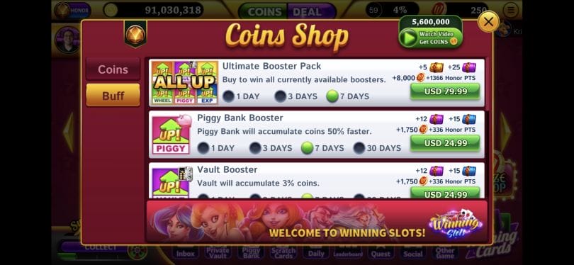 Winning Slots boosters