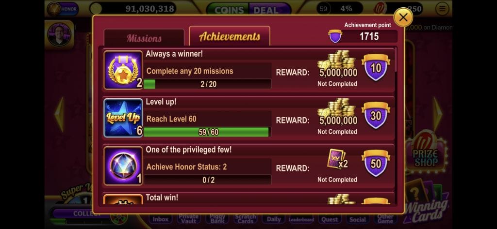 Winning Slots achievements