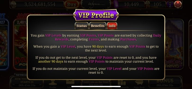Wynn Slots VIP info