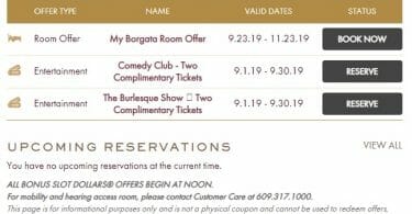 Borgata Atlantic City website offers