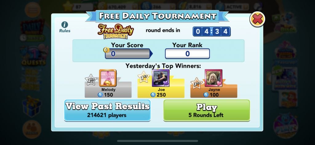 Bingo Blitz tournaments