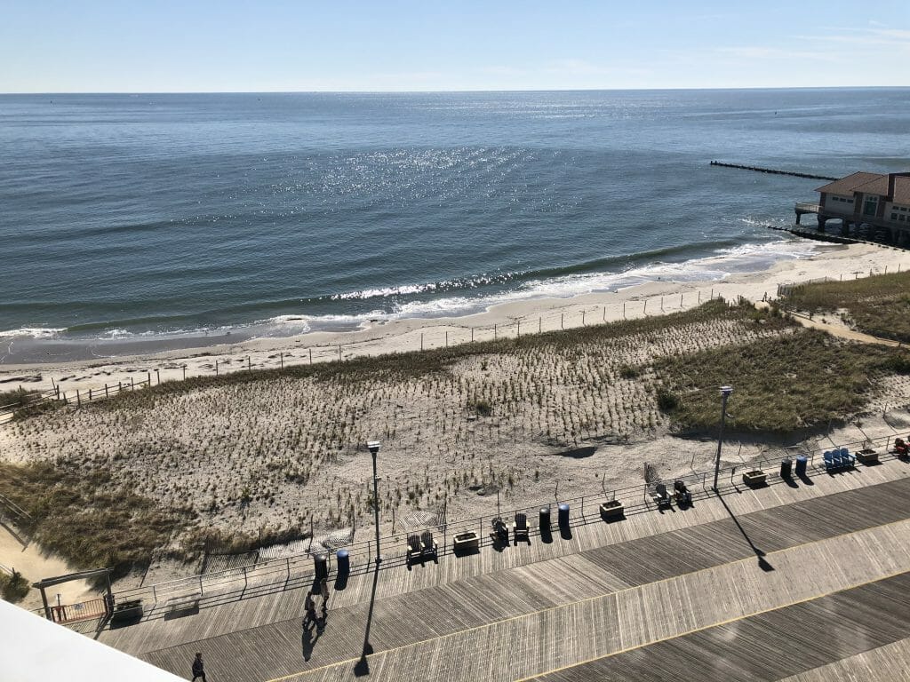 The boardwalk and shoreline in Atlantic City from Ocean Casino Resort
