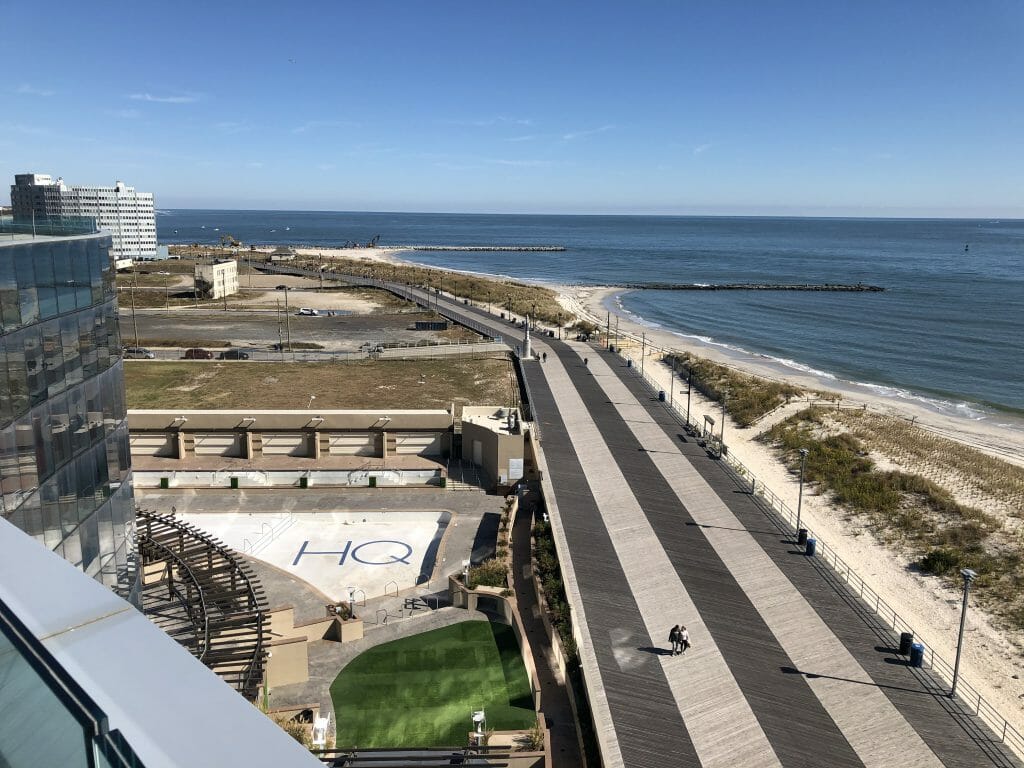 Boardwalk and shoreline from Ocean Casino Resort in Atlantic City