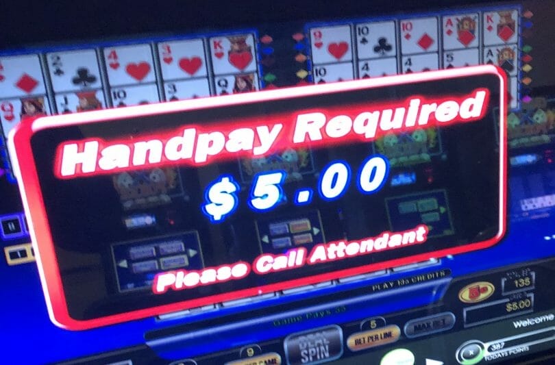 Video Poker $5 handpay required