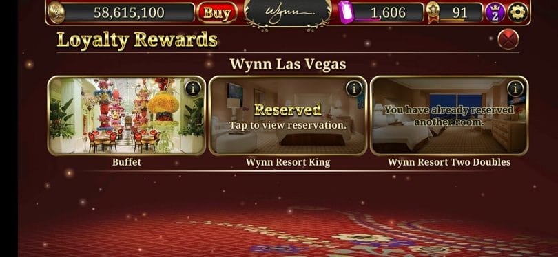 Wynn Slots buffet available screen