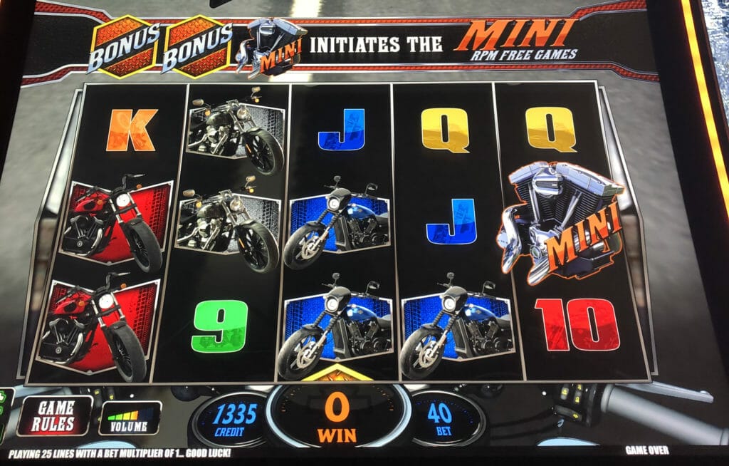 Harley Davidson by IGT mini spins incremented