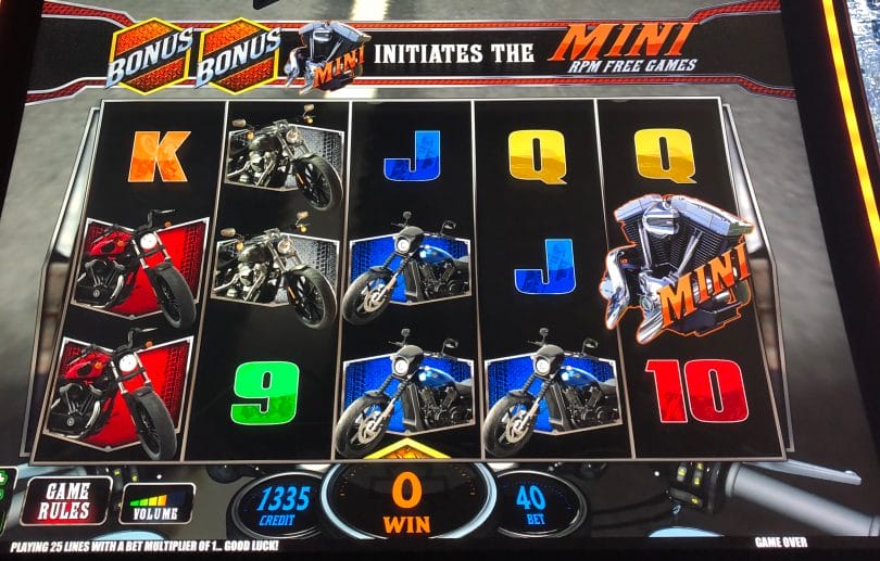 Harley Davidson by IGT mini spins incremented