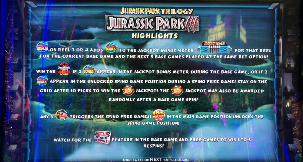 Jurassic Park by IGT game highlights