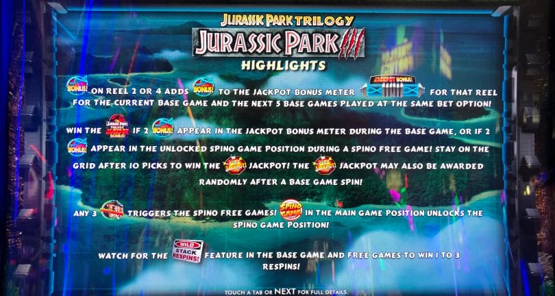 Jurassic Park by IGT game highlights