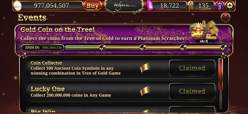 Wynn Slots new VIP earnings mission