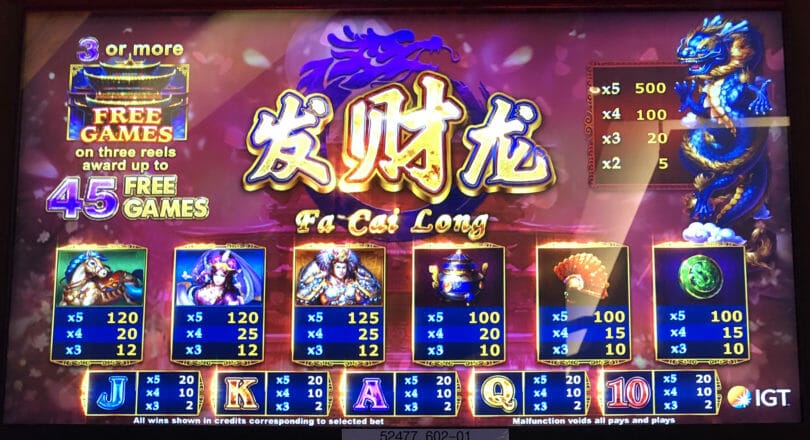 Fa Cai Long by IGT top screen