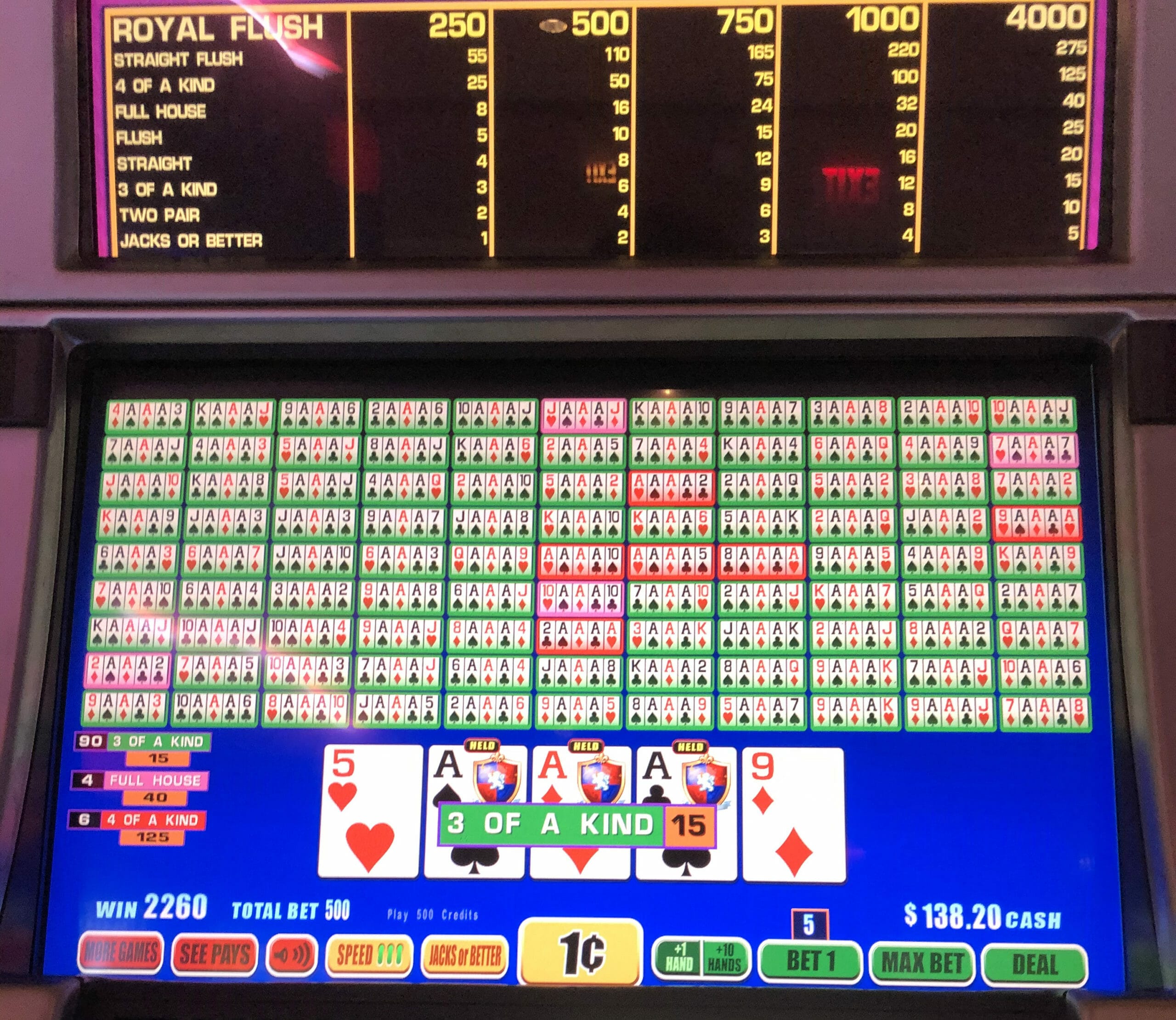 video poker table