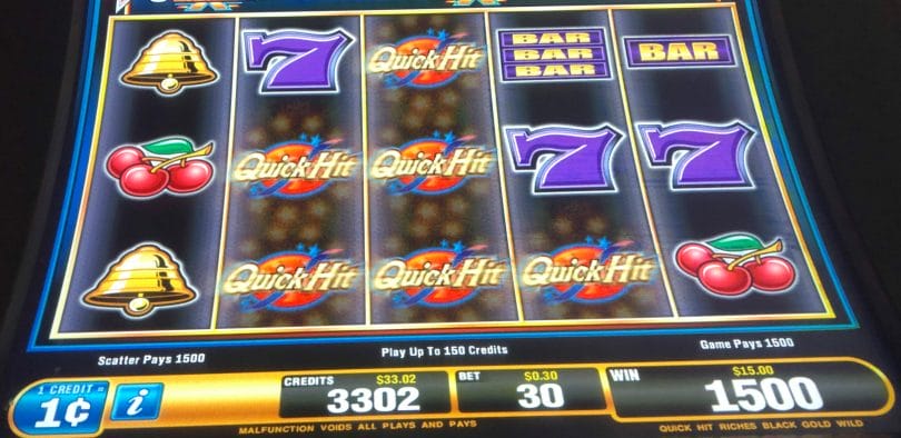 Quick Hit by Bally 50x not max bet with six Quick Hit symbols
