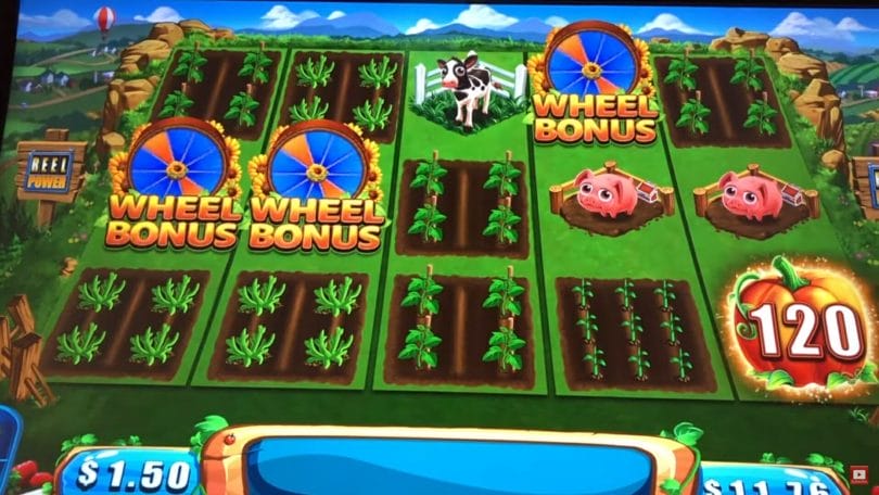 Farmville by Gimmie Games/Aristocrat wheel bonus triggered