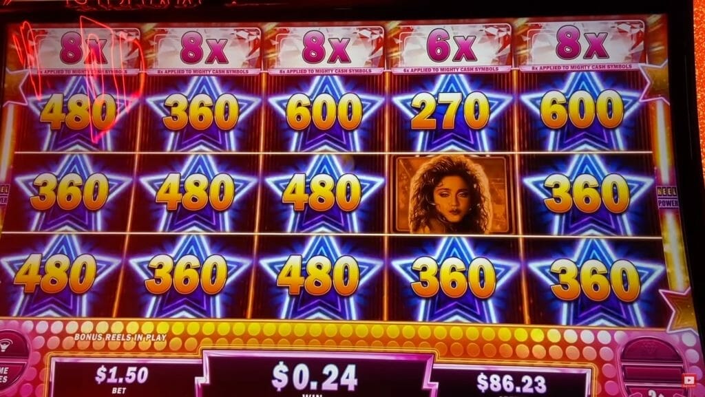 Madonna by Gimmie Games Mighty Cash maxed out multipliers
