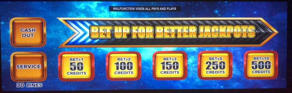 Ultimate Wheel Blast by Aristocrat bet panel