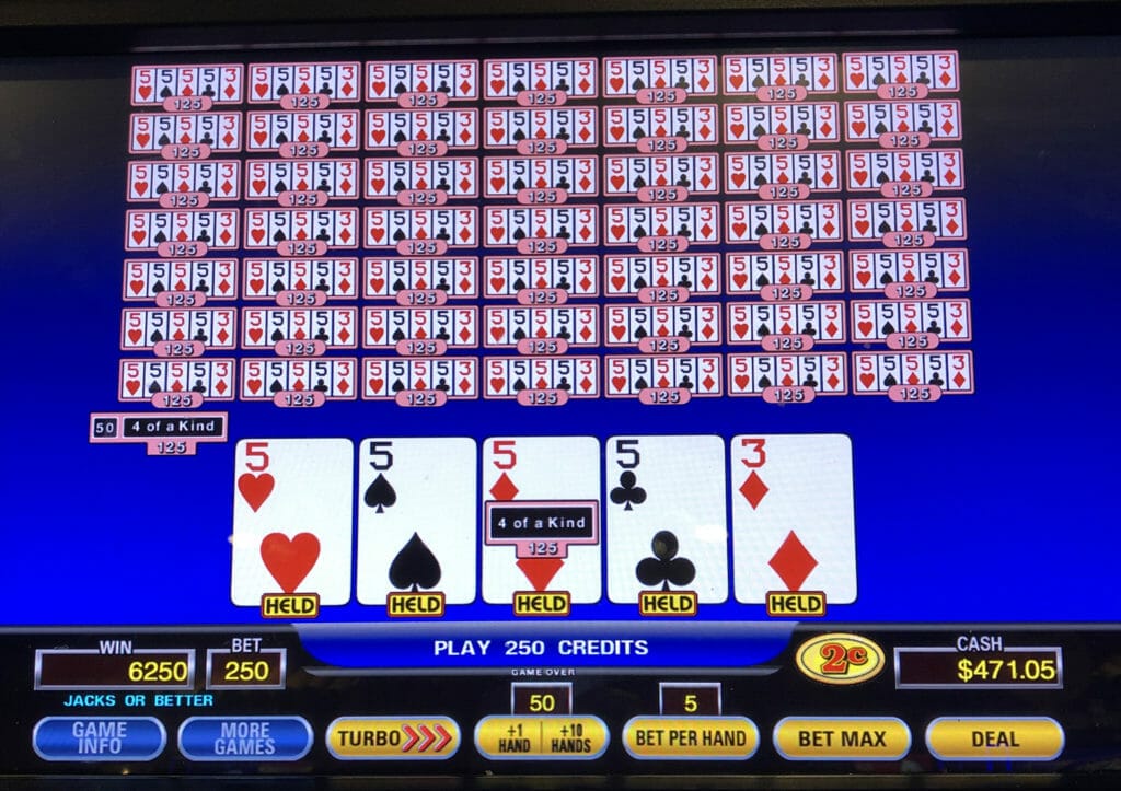 50 hand video poker four of a kind