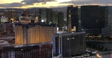 Las Vegas strip at sunset