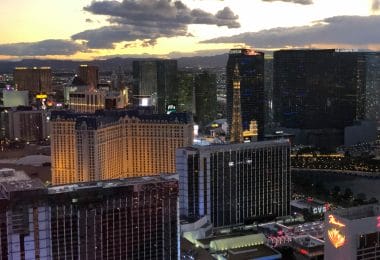Las Vegas strip at sunset