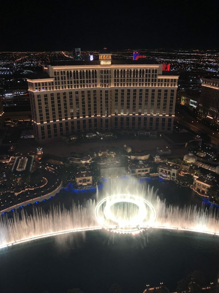 Bellagio fountains from the Eiffel Tower viewing deck