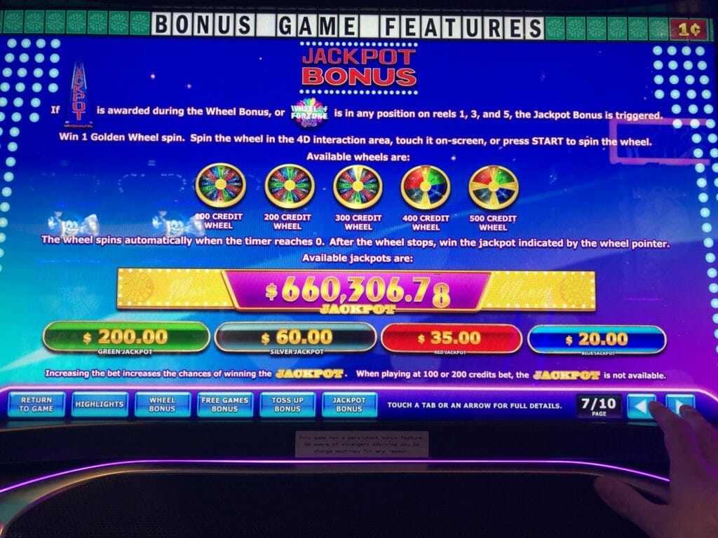 Wheel of Fortune 4D More Money by IGT Jackpot Bonus info