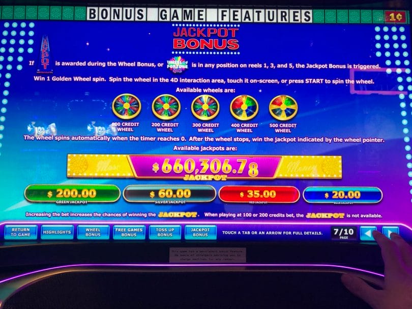 Wheel of Fortune 4D More Money by IGT Jackpot Bonus info