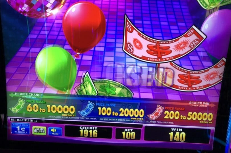 Dream Cash by Aruze prize options