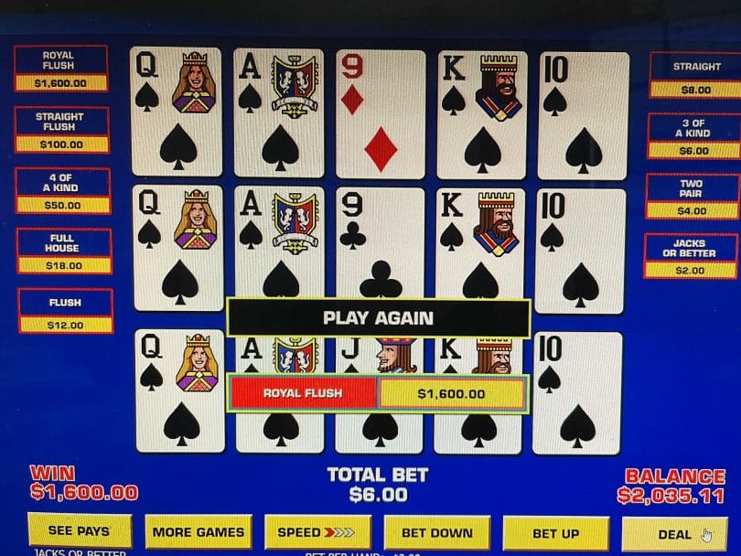 DraftKings video poker handpay