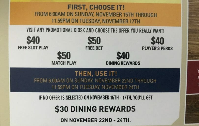 Mohegan Sun types of comps