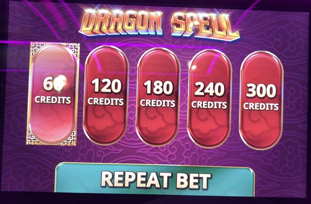 Dragon Spell by IGT bet panel