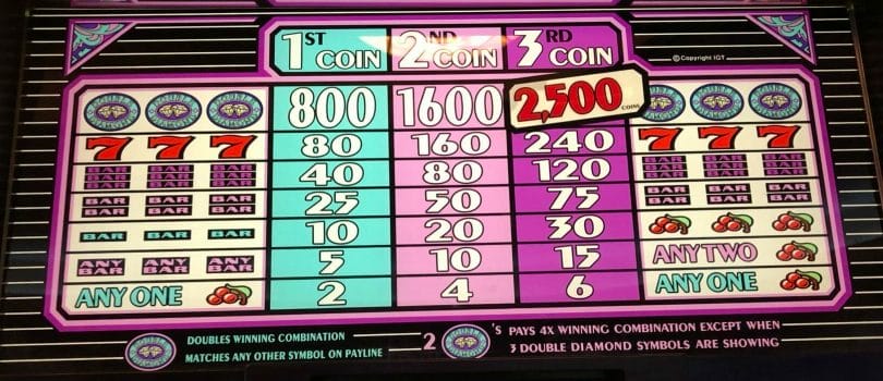 Double Diamond by IGT pay table