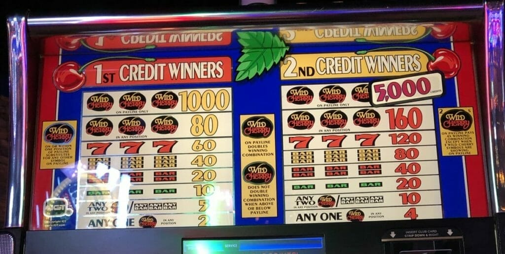 Double Wild Cherry by IGT pay table