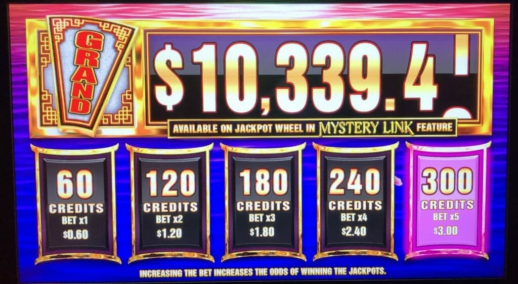 Wheel of Fortune Mystery Link by IGT bet panel