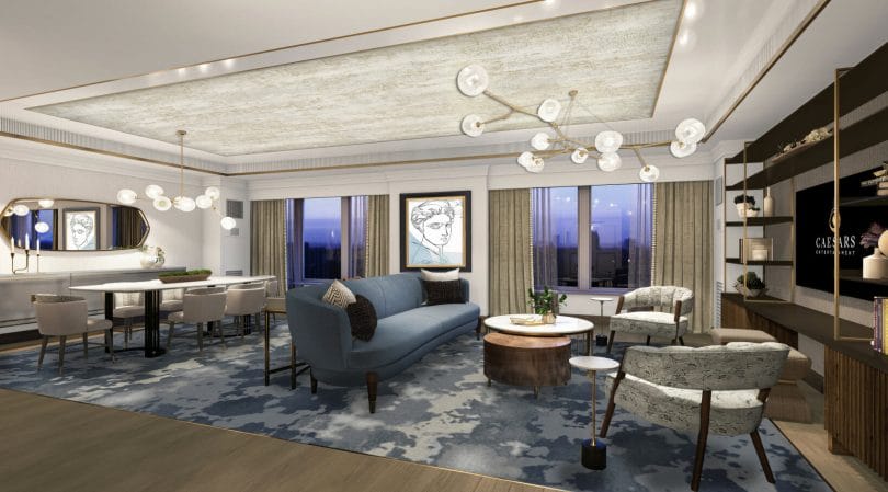 Ocean Tower Emperor Suite Living Room Rendering