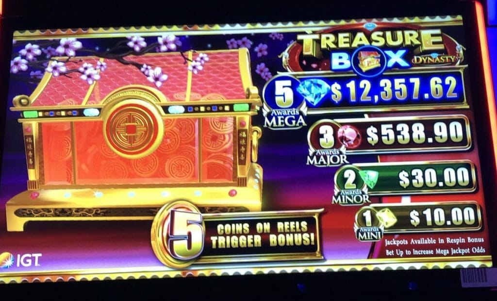 Treasure Box Dynasty by IGT bonus meter and progressives
