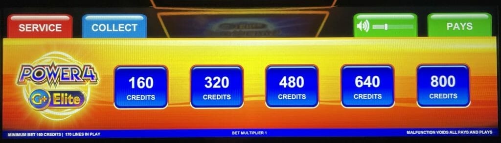 Power 4 G+ Elite by Scientific Games bet panel