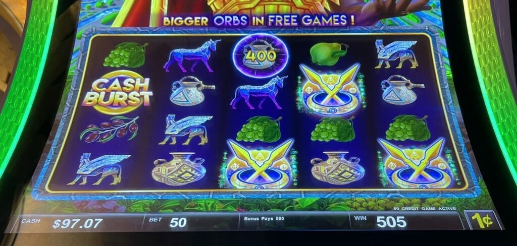 Cash Burst Force of Babylon by Scientific Games super orb free games trigger