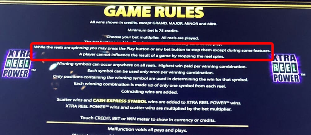 Aristocrat pay table rules