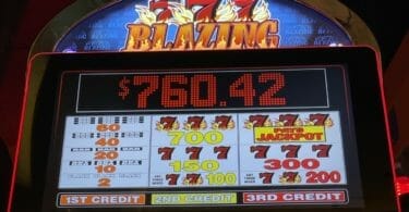 Blazing 7s by Bally pay table