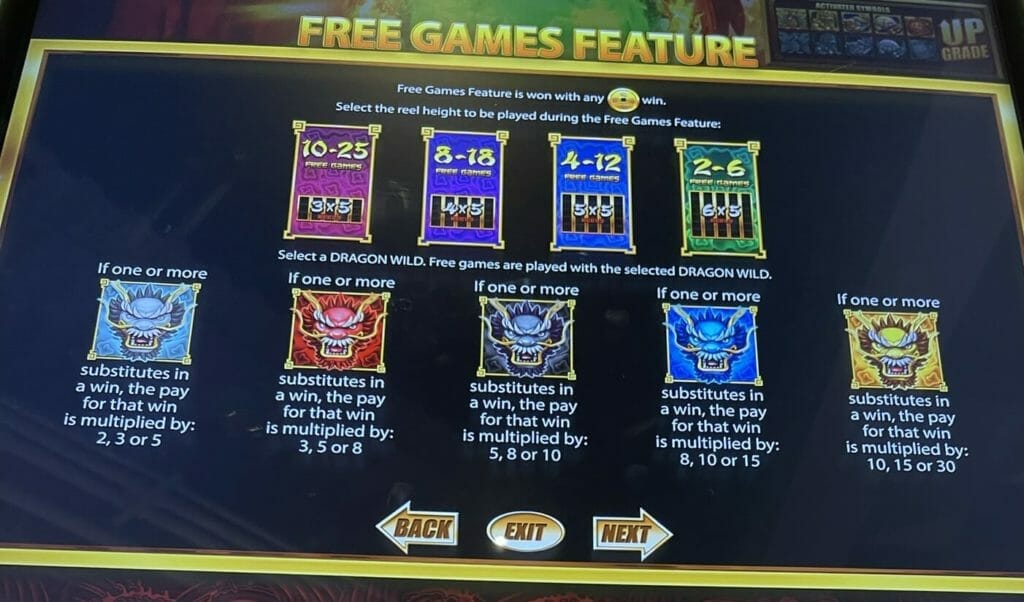 5 Dragons Rising Jackpots by Aristocrat free games feature