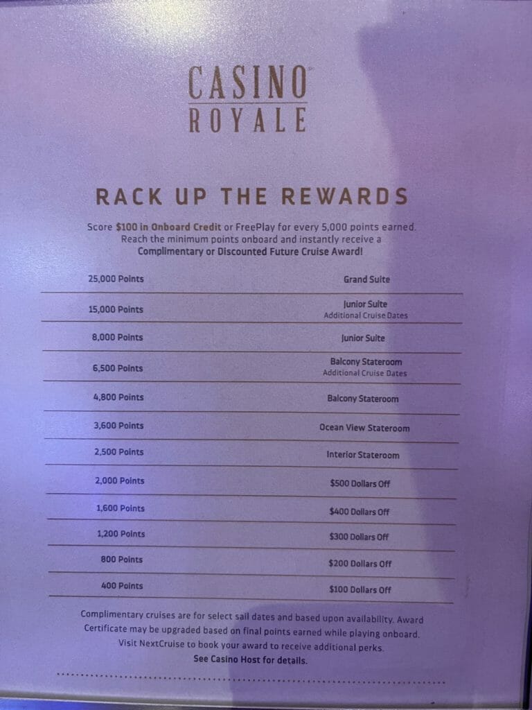 Royal Caribbean Casino Royale casino trip tier targets